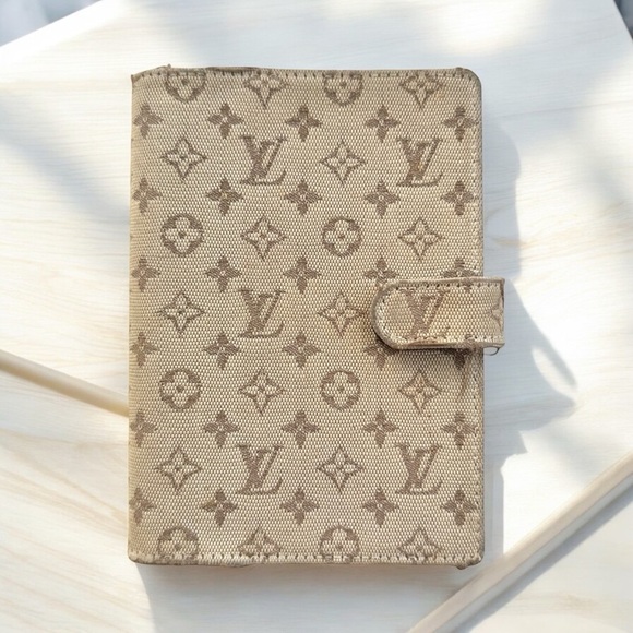 Louis Vuitton Handbags - Authentic Louis Vuitton Beige & Brown Mini Lin Canvas & Leather Agenda PM